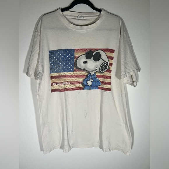 Vintage 90s Snoopy Joe Cool America distressed tshirt graphic USA sz XL - Picture 1 of 12